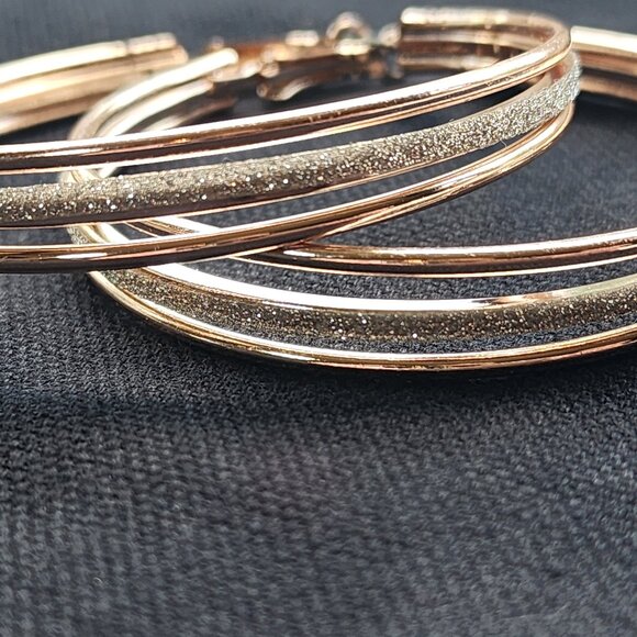 Sparkly Rose Gold Hoop Earings - Picture 1 of 3
